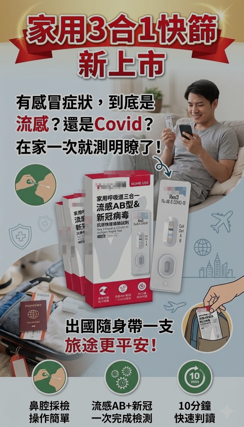 感謝衛福部石崇良部長 520三合一家用版快篩將正式上市!